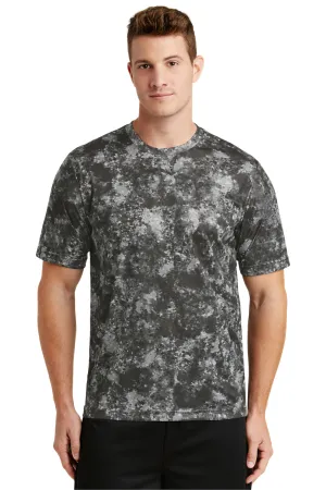 Sport-Tek Mens Mineral Freeze Moisture Wicking Short Sleeve Crewneck T-Shirt - Black - Closeout Clothing Sport-Tek