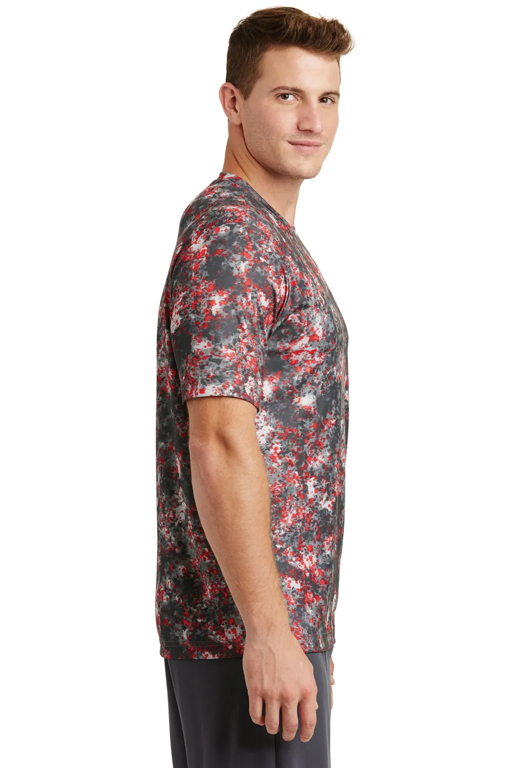 Sport-Tek Mens Mineral Freeze Moisture Wicking Short Sleeve Crewneck T-Shirt - Deep Red - Closeout Clothing Sport-Tek
