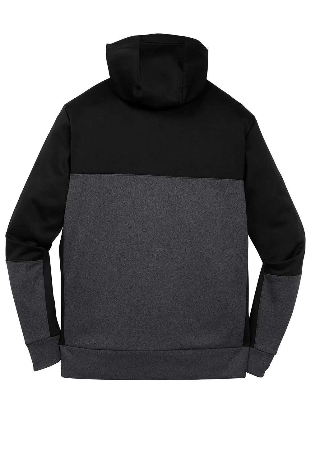 Sport-Tek Mens Moisture Wicking Full Zip Tech Fleece Hooded Jacket - Black/Heather Graphite Grey
