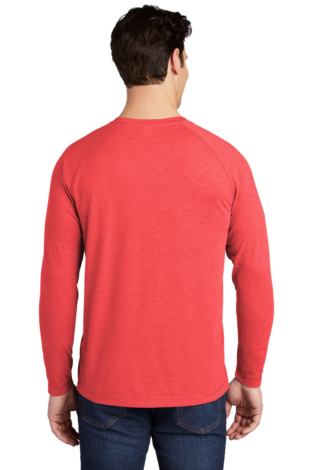 Sport-Tek Mens Moisture Wicking Long Sleeve Crewneck T-Shirt - Heather True Red Clothing Sport-Tek
