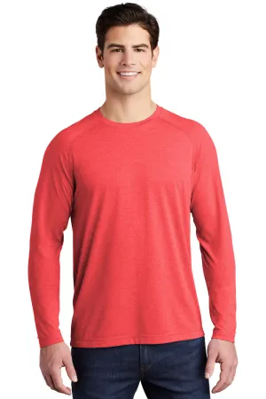 Sport-Tek Mens Moisture Wicking Long Sleeve Crewneck T-Shirt - Heather True Red Clothing Sport-Tek
