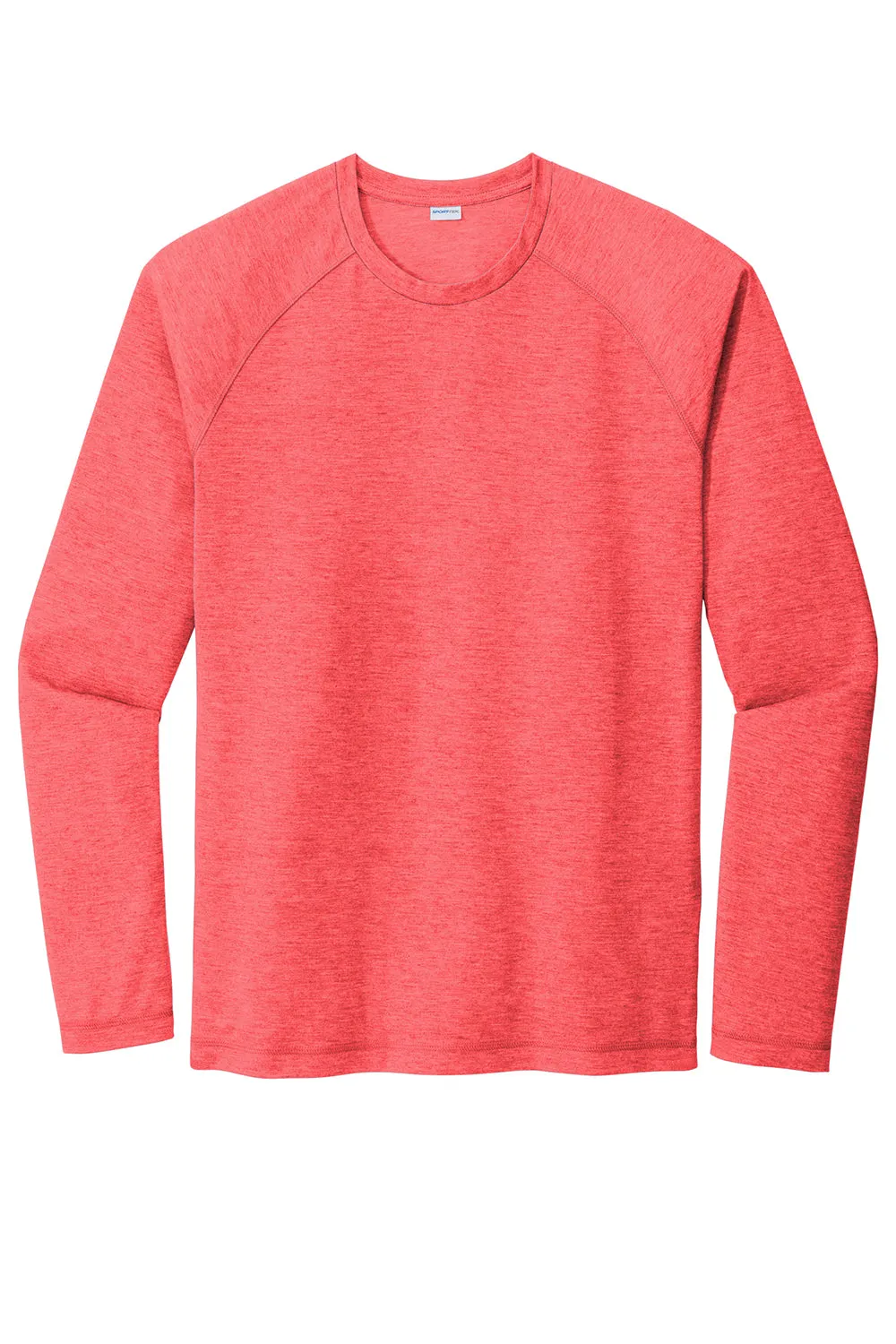 Sport-Tek Mens Moisture Wicking Long Sleeve Crewneck T-Shirt - Heather True Red Clothing Sport-Tek