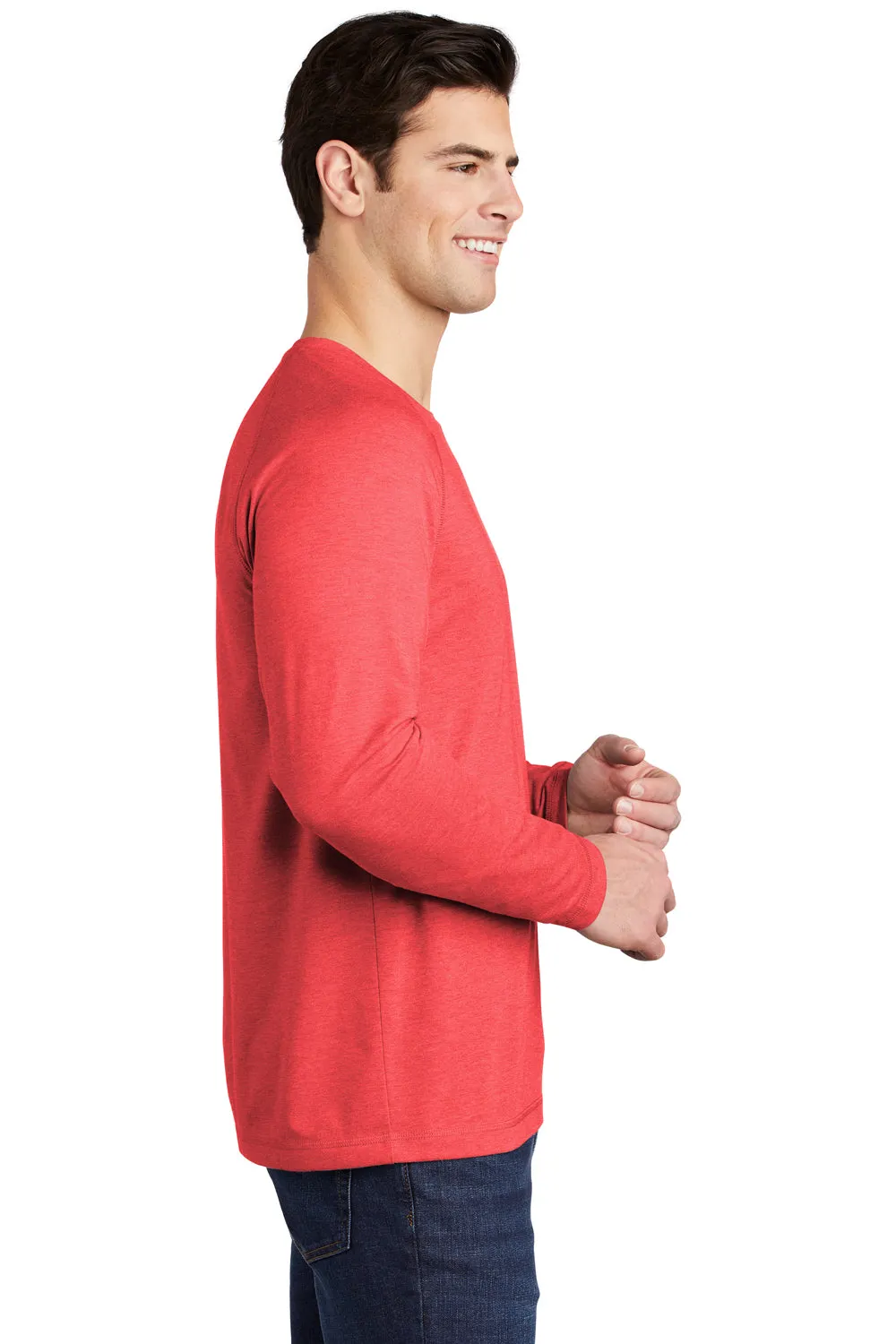 Sport-Tek Mens Moisture Wicking Long Sleeve Crewneck T-Shirt - Heather True Red Clothing Sport-Tek