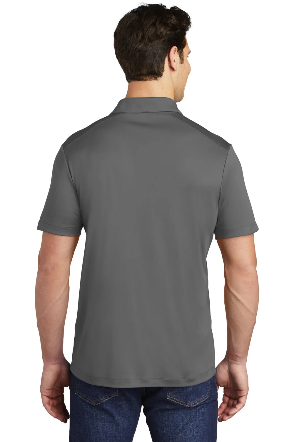 Sport-Tek Mens Moisture Wicking Short Sleeve Polo Shirt - Dark Smoke Grey Clothing Sport-Tek