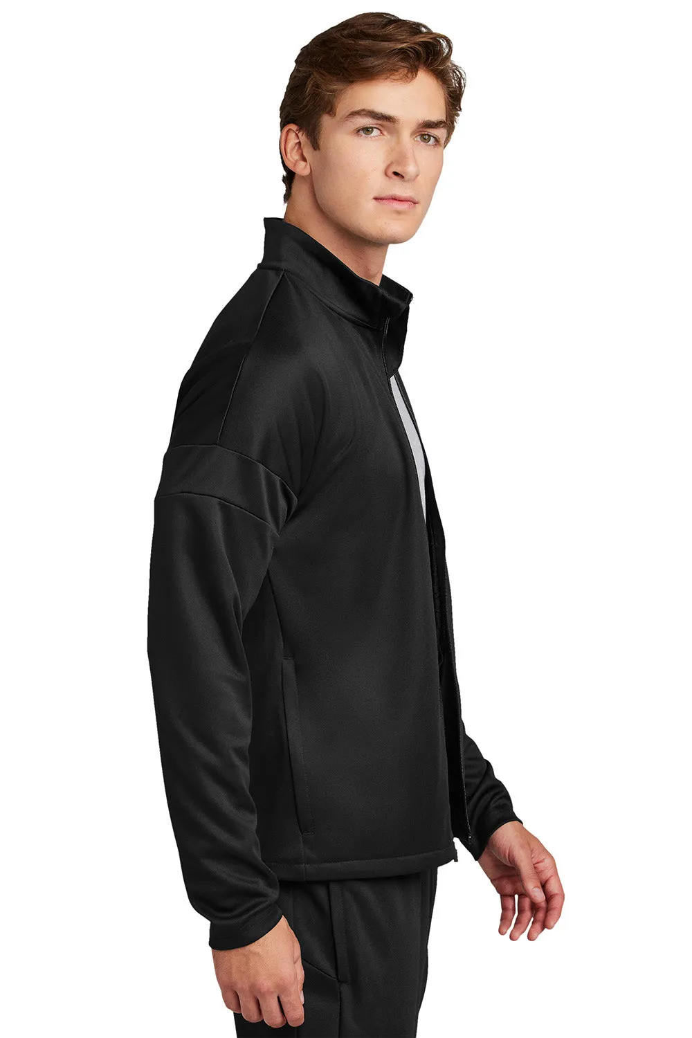 Sport-Tek Mens Moisture Wicking Travel Full Zip Jacket - Black