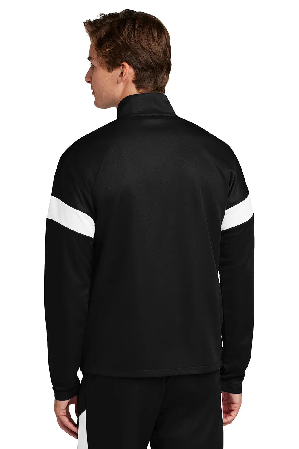 Sport-Tek Mens Moisture Wicking Travel Full Zip Jacket - Black/White