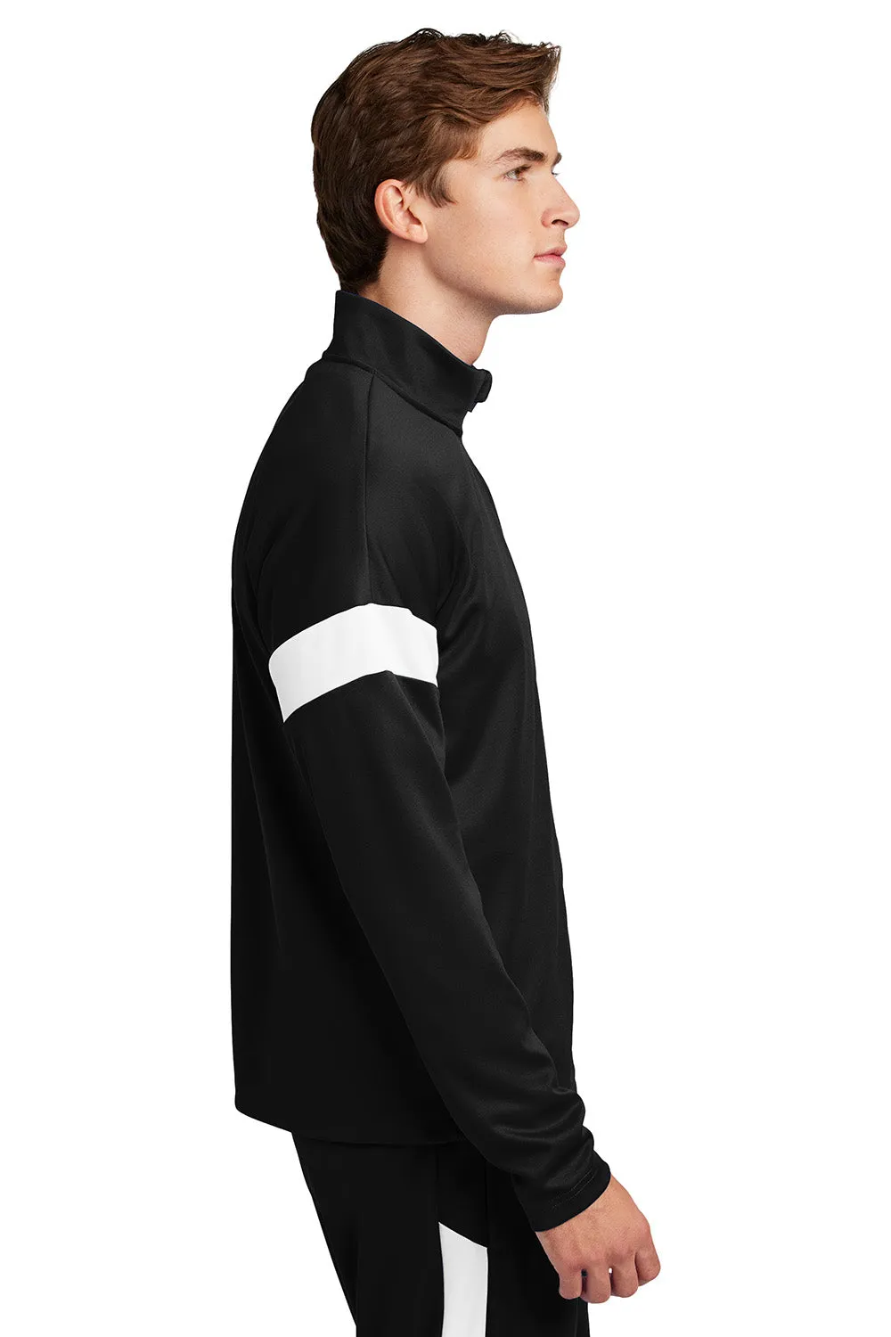 Sport-Tek Mens Moisture Wicking Travel Full Zip Jacket - Black/White
