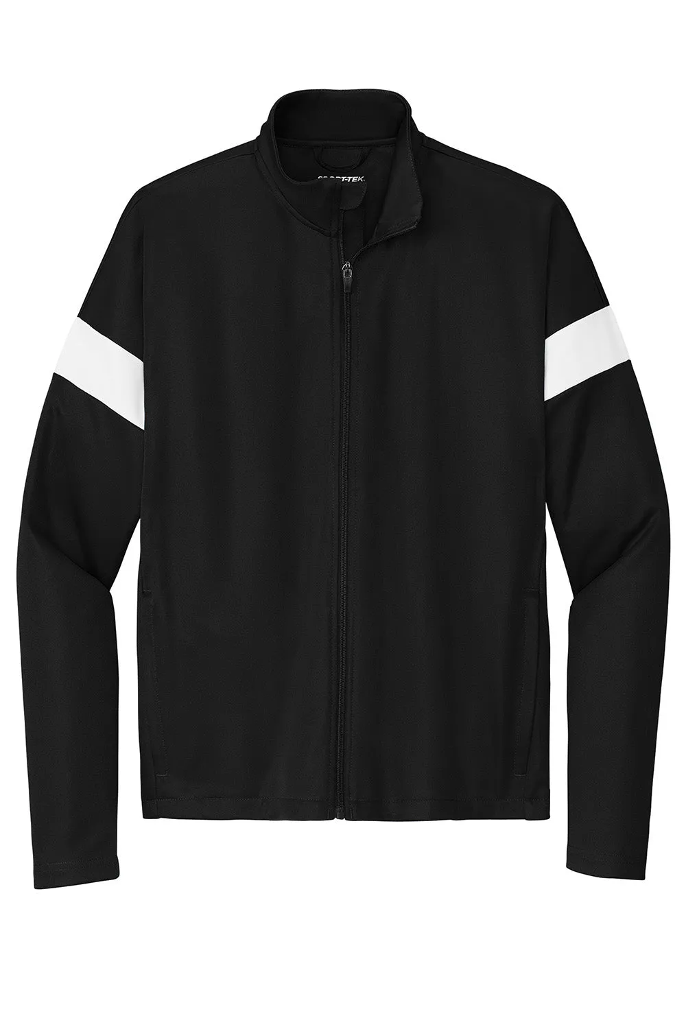 Sport-Tek Mens Moisture Wicking Travel Full Zip Jacket - Black/White