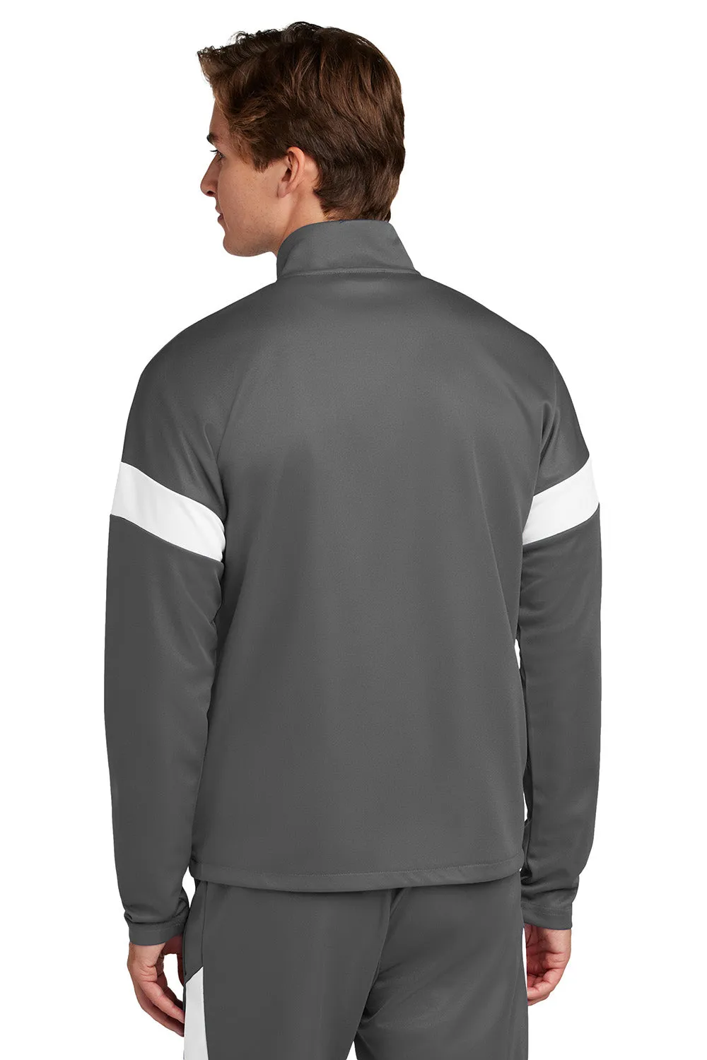 Sport-Tek Mens Moisture Wicking Travel Full Zip Jacket - Iron Grey/White