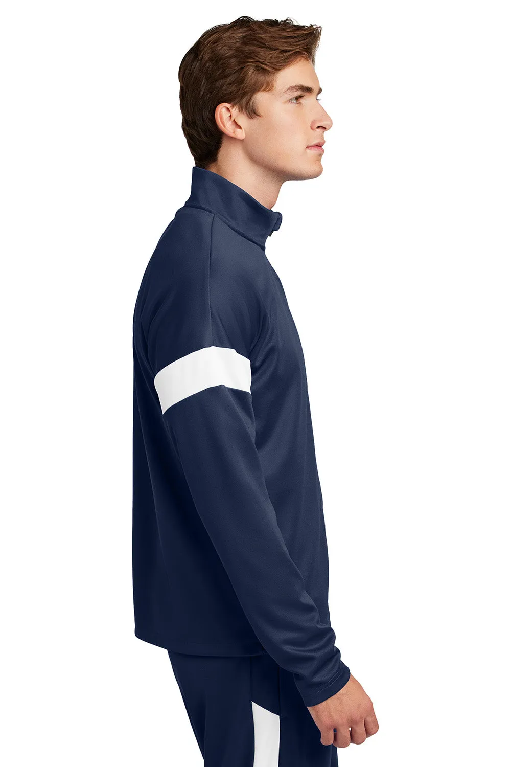 Sport-Tek Mens Moisture Wicking Travel Full Zip Jacket - True Navy Blue/White