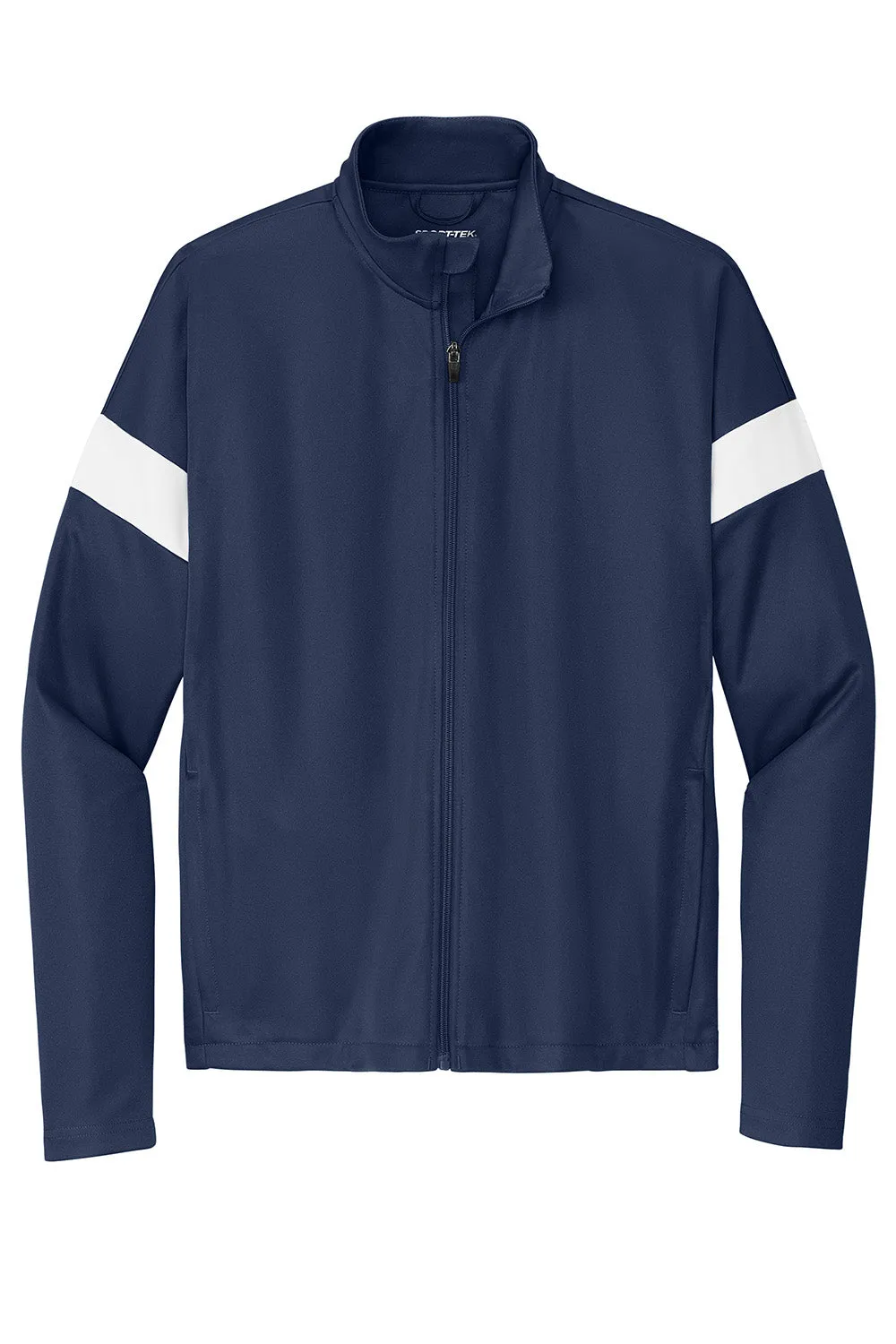 Sport-Tek Mens Moisture Wicking Travel Full Zip Jacket - True Navy Blue/White