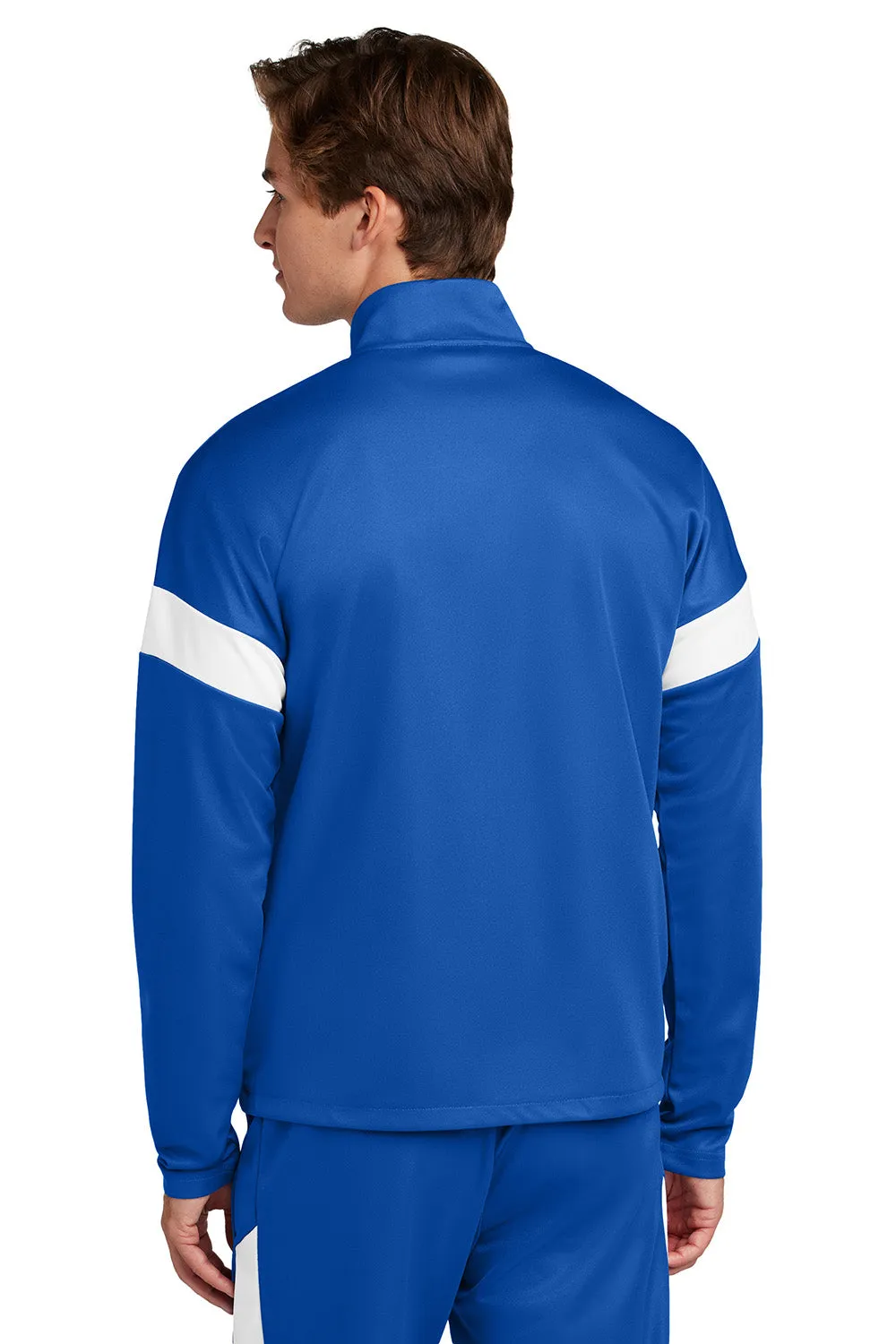 Sport-Tek Mens Moisture Wicking Travel Full Zip Jacket - True Royal Blue/White