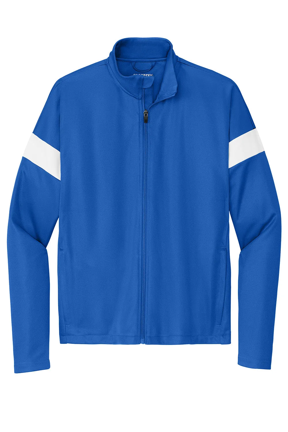 Sport-Tek Mens Moisture Wicking Travel Full Zip Jacket - True Royal Blue/White