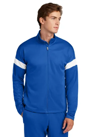 Sport-Tek Mens Moisture Wicking Travel Full Zip Jacket - True Royal Blue/White