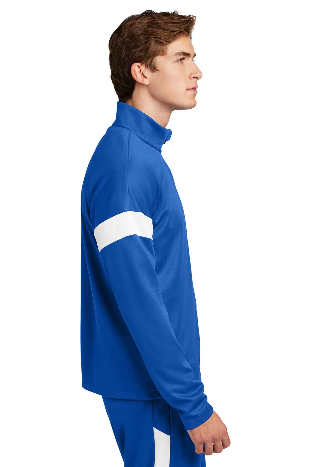 Sport-Tek Mens Moisture Wicking Travel Full Zip Jacket - True Royal Blue/White