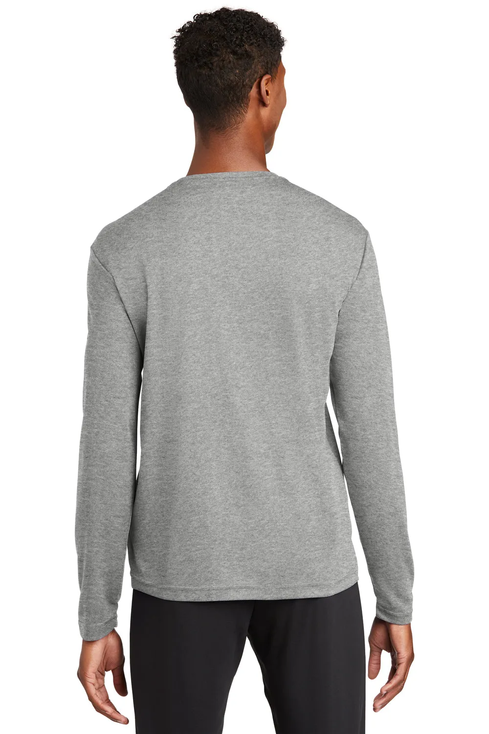 Sport-Tek Mens RacerMesh Moisture Wicking Long Sleeve Crewneck T-Shirt - Heather Grey Clothing Sport-Tek