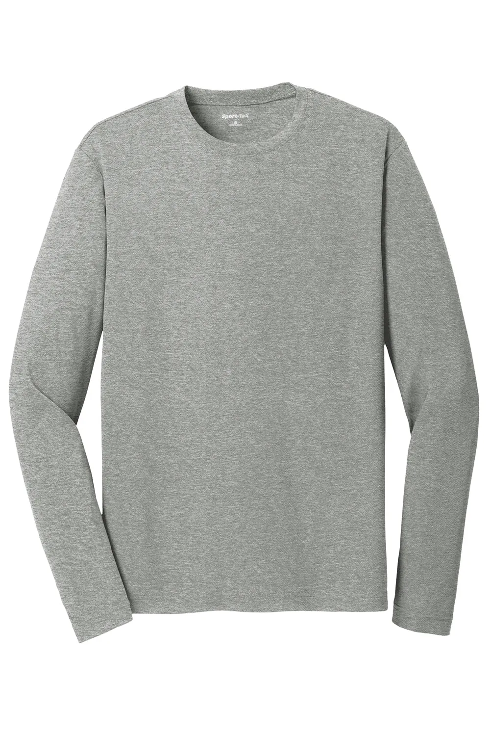 Sport-Tek Mens RacerMesh Moisture Wicking Long Sleeve Crewneck T-Shirt - Heather Grey Clothing Sport-Tek