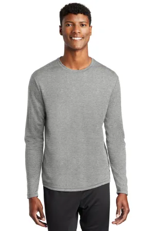 Sport-Tek Mens RacerMesh Moisture Wicking Long Sleeve Crewneck T-Shirt - Heather Grey Clothing Sport-Tek