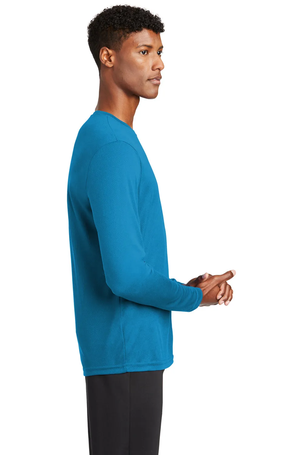 Sport-Tek Mens RacerMesh Moisture Wicking Long Sleeve Crewneck T-Shirt - Pond Blue Clothing Sport-Tek