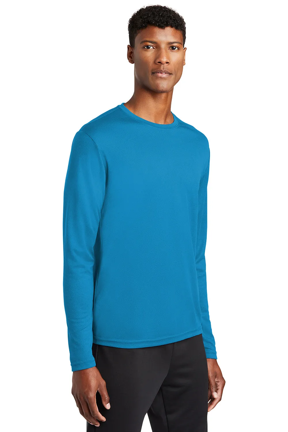 Sport-Tek Mens RacerMesh Moisture Wicking Long Sleeve Crewneck T-Shirt - Pond Blue Clothing Sport-Tek