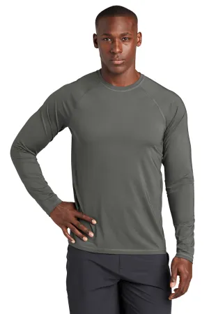 Sport-Tek Mens Rashguard Moisture Wicking Long Sleeve Crewneck T-Shirt - Dark Smoke Grey Clothing Sport-Tek