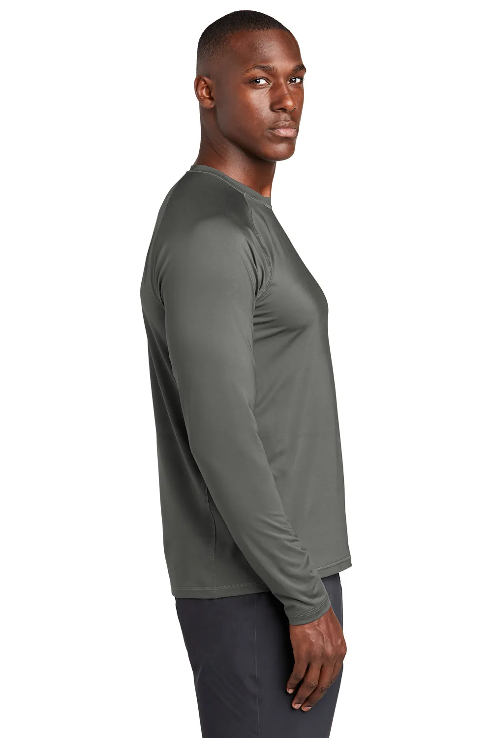 Sport-Tek Mens Rashguard Moisture Wicking Long Sleeve Crewneck T-Shirt - Dark Smoke Grey Clothing Sport-Tek