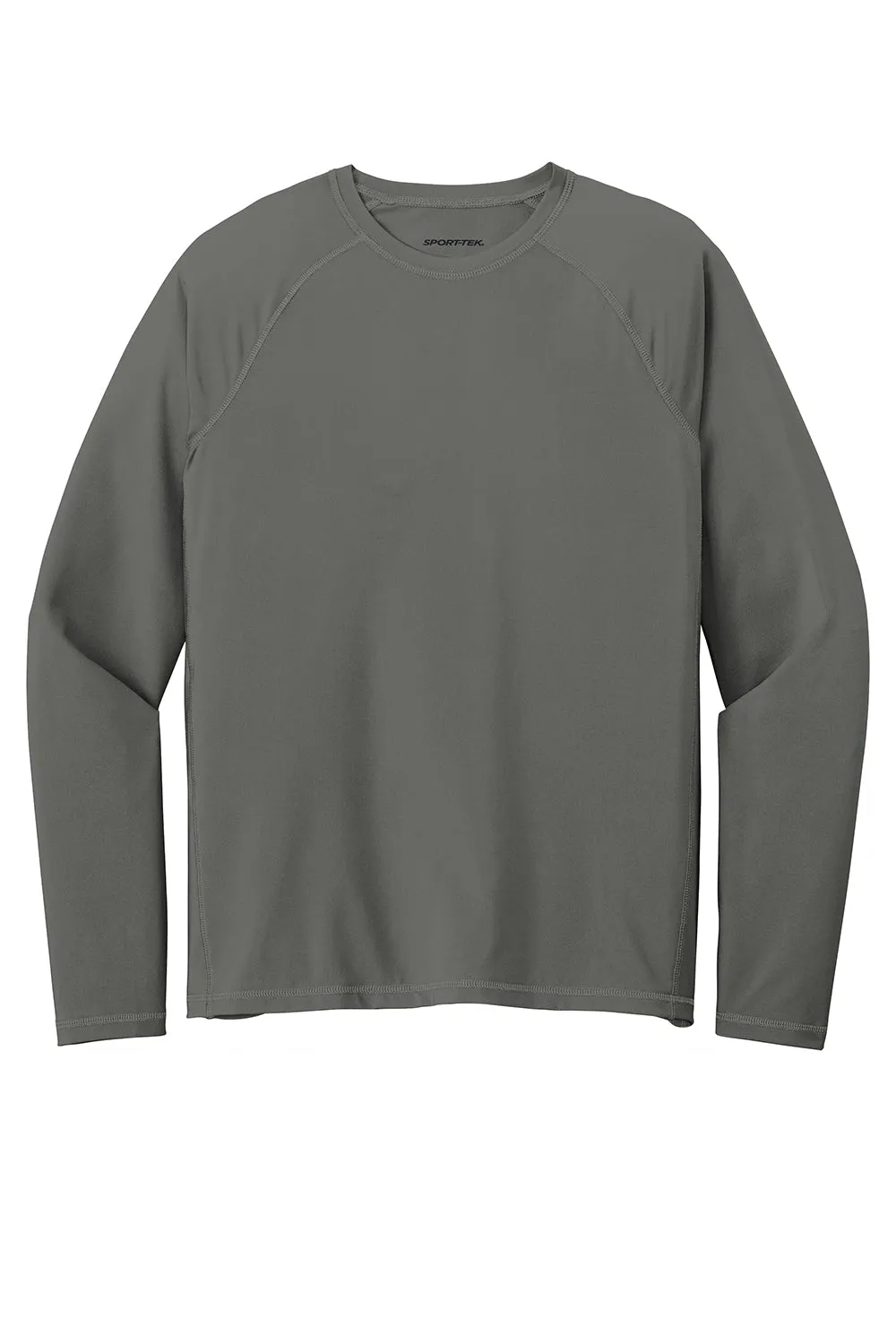 Sport-Tek Mens Rashguard Moisture Wicking Long Sleeve Crewneck T-Shirt - Dark Smoke Grey Clothing Sport-Tek