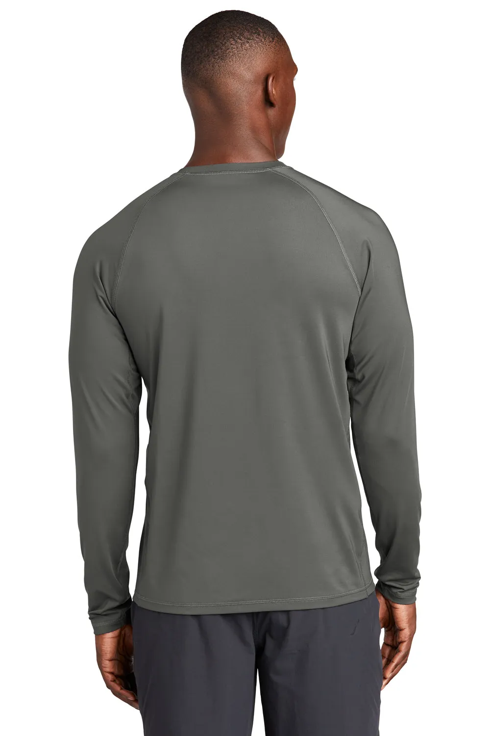 Sport-Tek Mens Rashguard Moisture Wicking Long Sleeve Crewneck T-Shirt - Dark Smoke Grey Clothing Sport-Tek