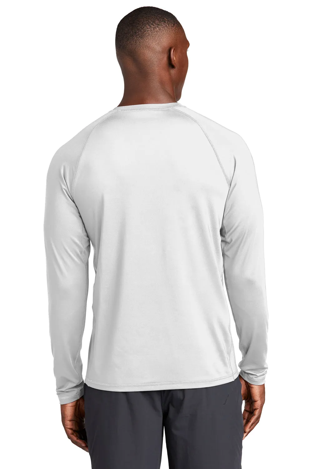 Sport-Tek Mens Rashguard Moisture Wicking Long Sleeve Crewneck T-Shirt - White Clothing Sport-Tek