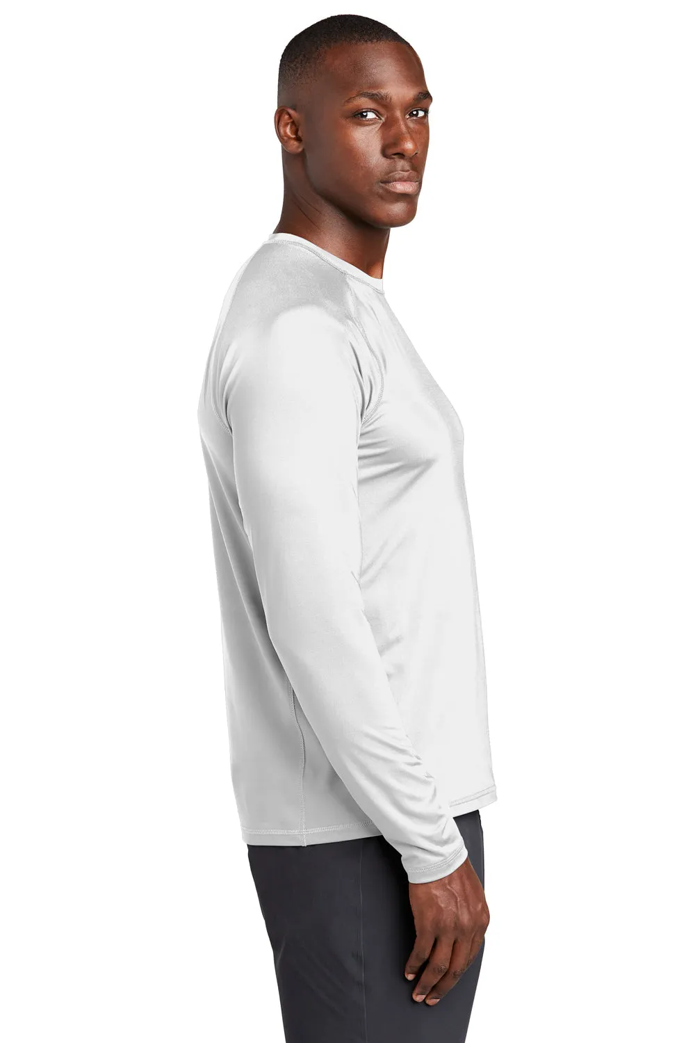 Sport-Tek Mens Rashguard Moisture Wicking Long Sleeve Crewneck T-Shirt - White Clothing Sport-Tek