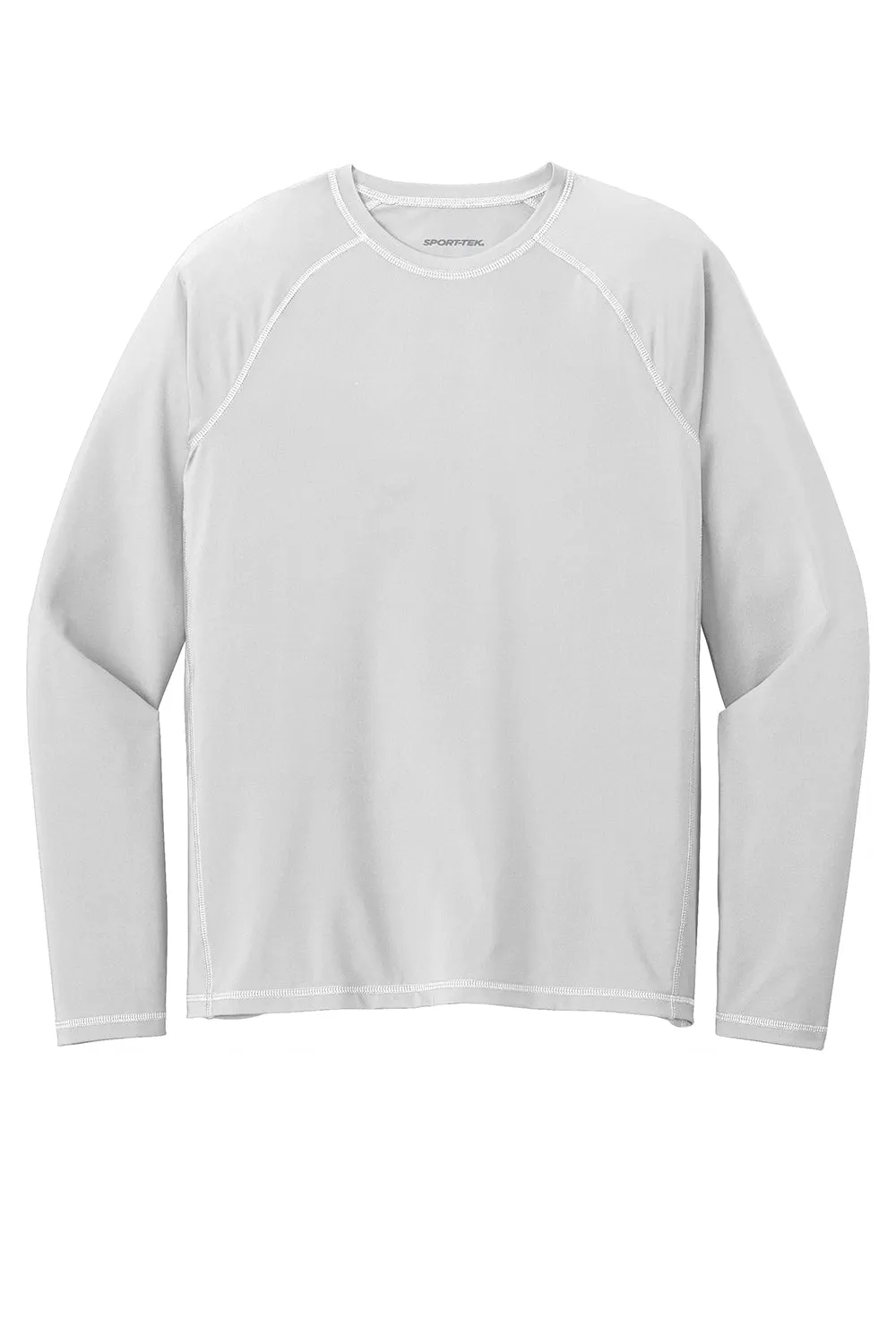 Sport-Tek Mens Rashguard Moisture Wicking Long Sleeve Crewneck T-Shirt - White Clothing Sport-Tek
