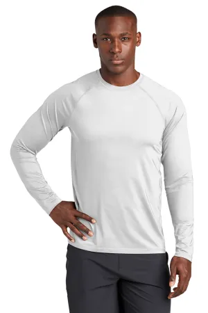 Sport-Tek Mens Rashguard Moisture Wicking Long Sleeve Crewneck T-Shirt - White Clothing Sport-Tek