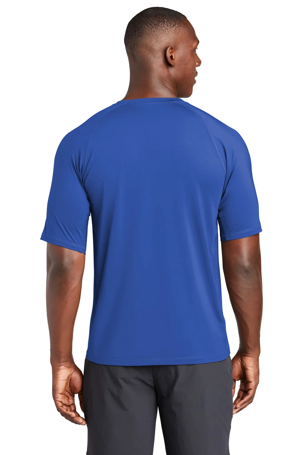 Sport-Tek Mens Rashguard Moisture Wicking Short Sleeve Crewneck T-Shirt - True Royal Blue Clothing Sport-Tek