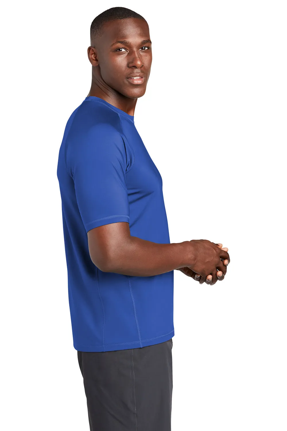Sport-Tek Mens Rashguard Moisture Wicking Short Sleeve Crewneck T-Shirt - True Royal Blue Clothing Sport-Tek