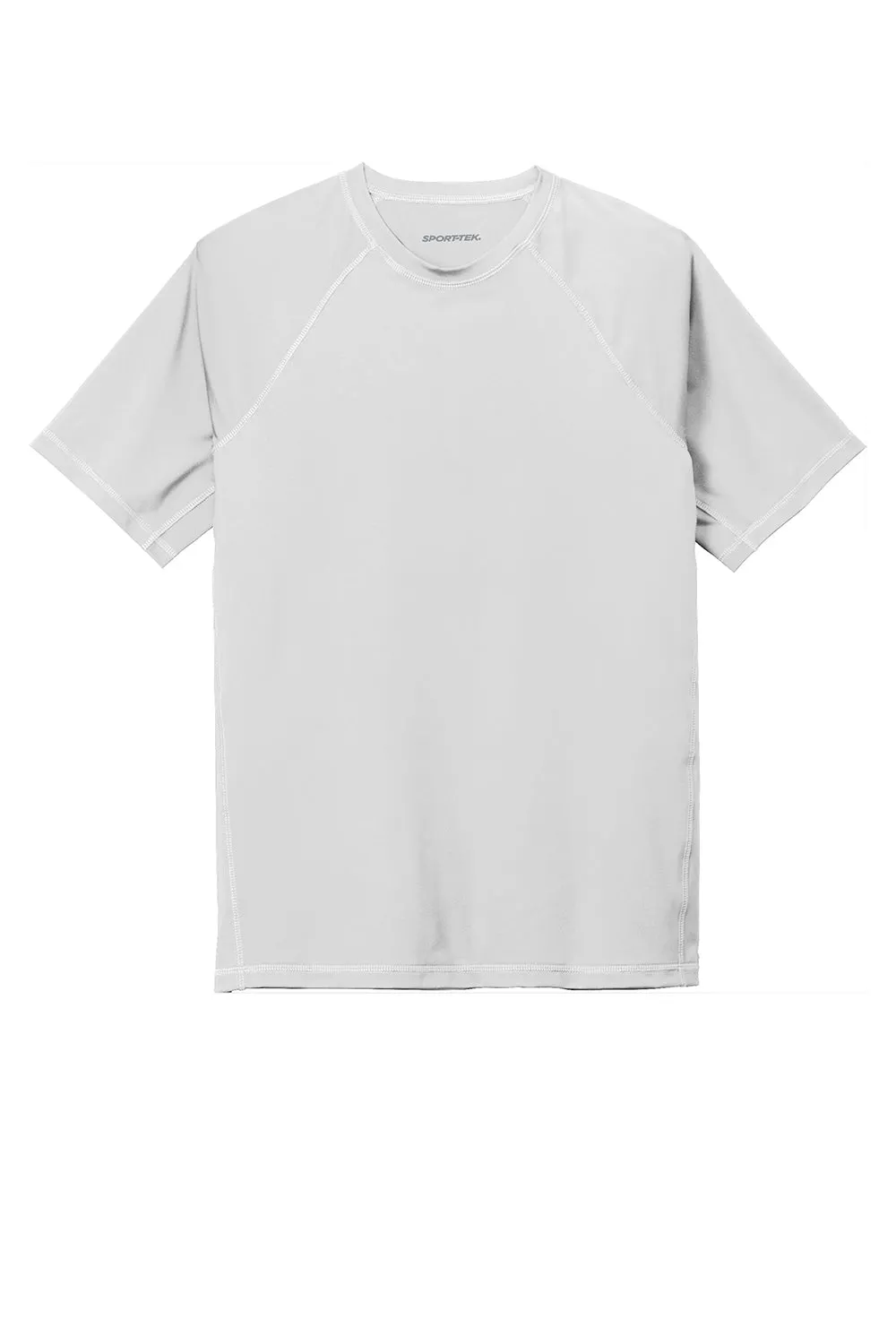 Sport-Tek Mens Rashguard Moisture Wicking Short Sleeve Crewneck T-Shirt - White Clothing Sport-Tek