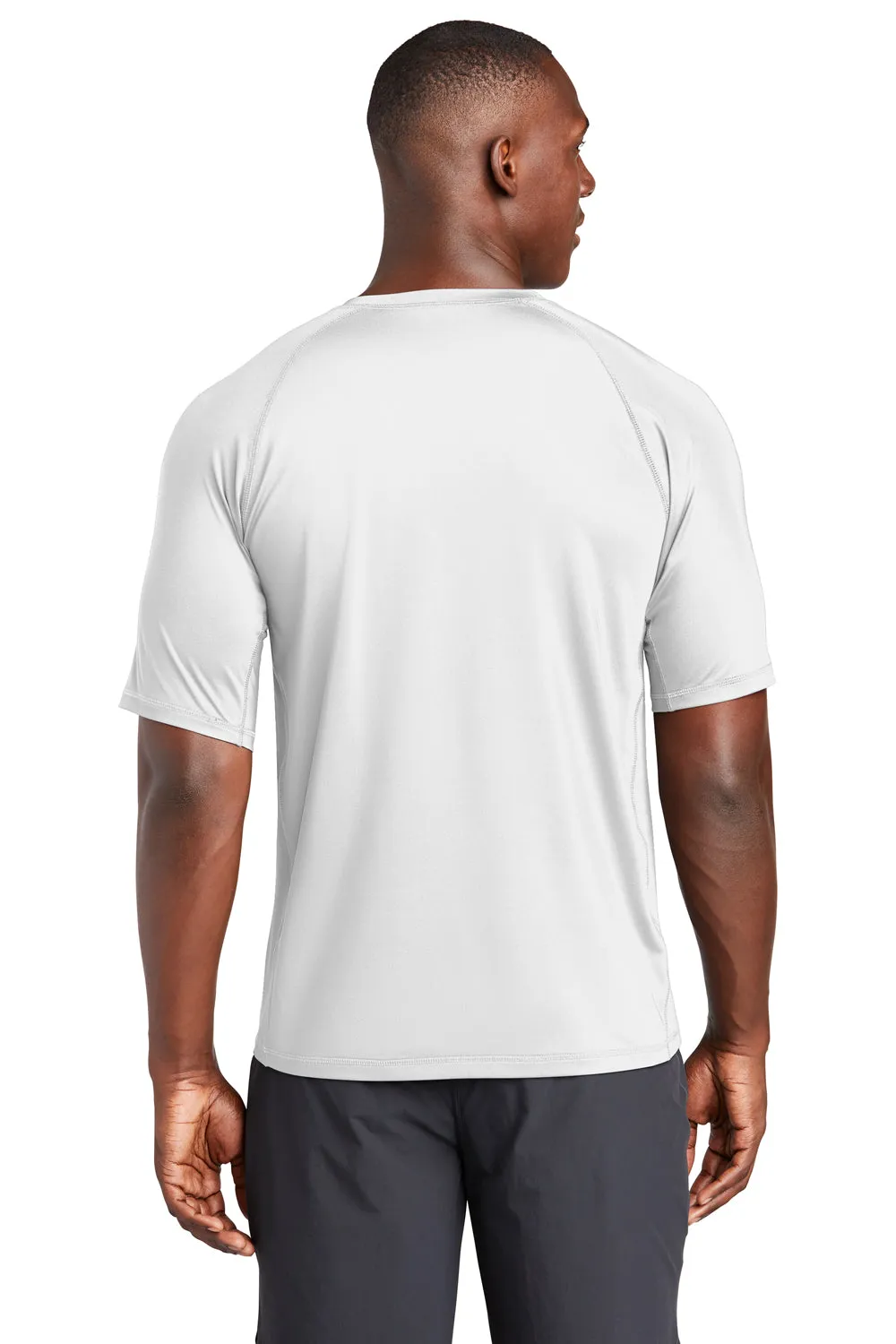 Sport-Tek Mens Rashguard Moisture Wicking Short Sleeve Crewneck T-Shirt - White Clothing Sport-Tek