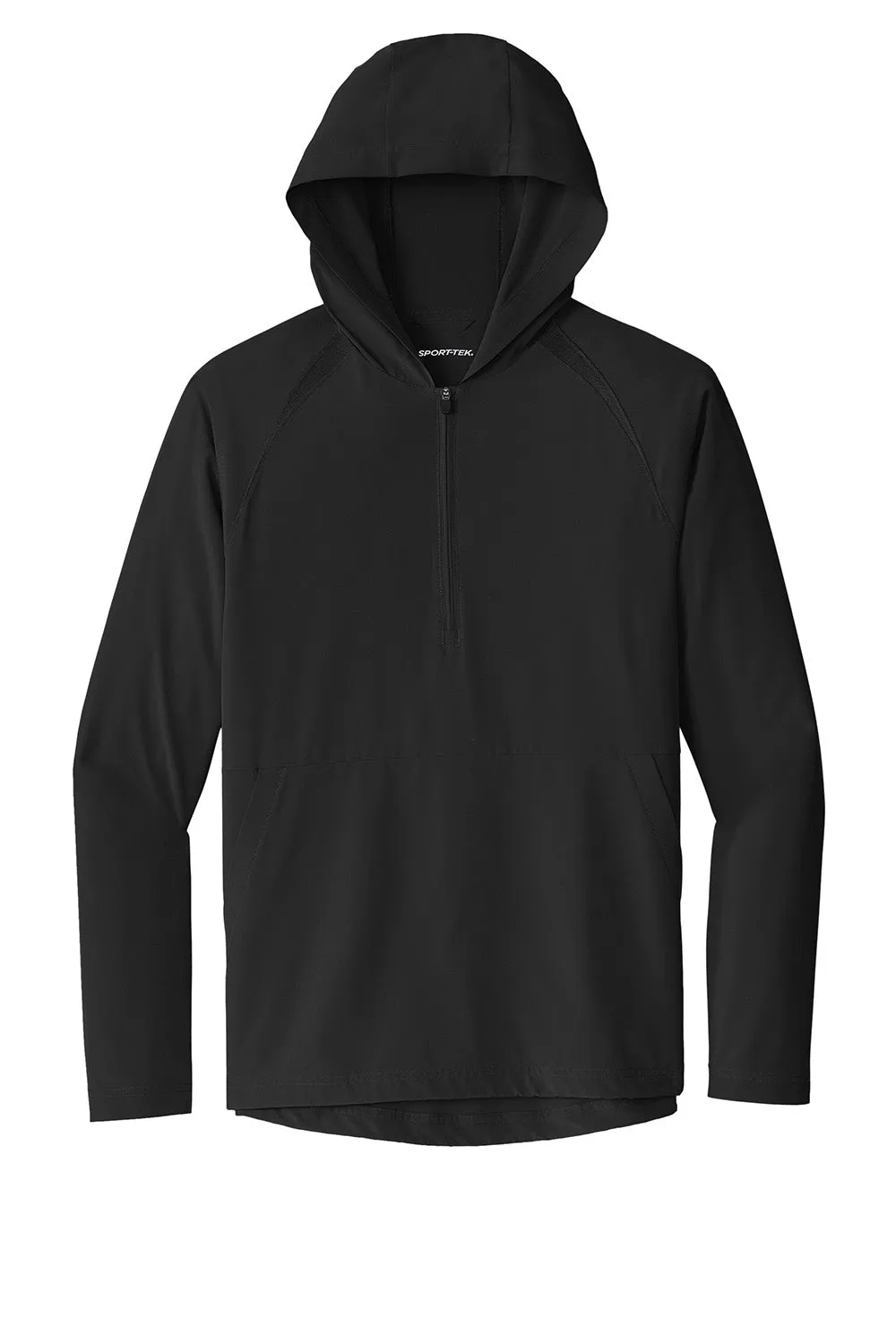 Sport-Tek Mens Repeat Moisture Wicking 1/4 Zip Hooded Jacket - Black