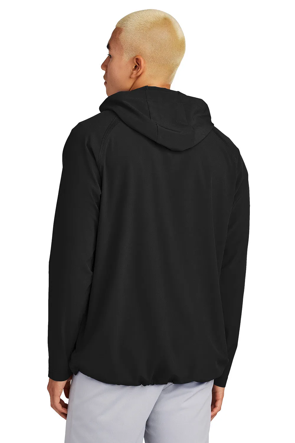 Sport-Tek Mens Repeat Moisture Wicking 1/4 Zip Hooded Jacket - Black