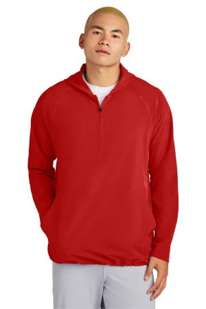 Sport-Tek Mens Repeat Moisture Wicking 1/4 Zip Hooded Jacket - Deep Red