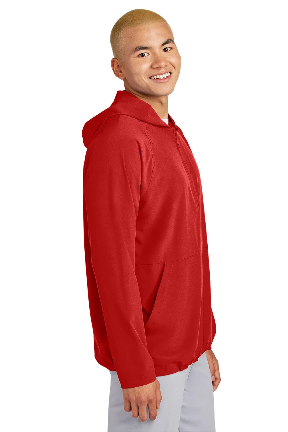 Sport-Tek Mens Repeat Moisture Wicking 1/4 Zip Hooded Jacket - Deep Red