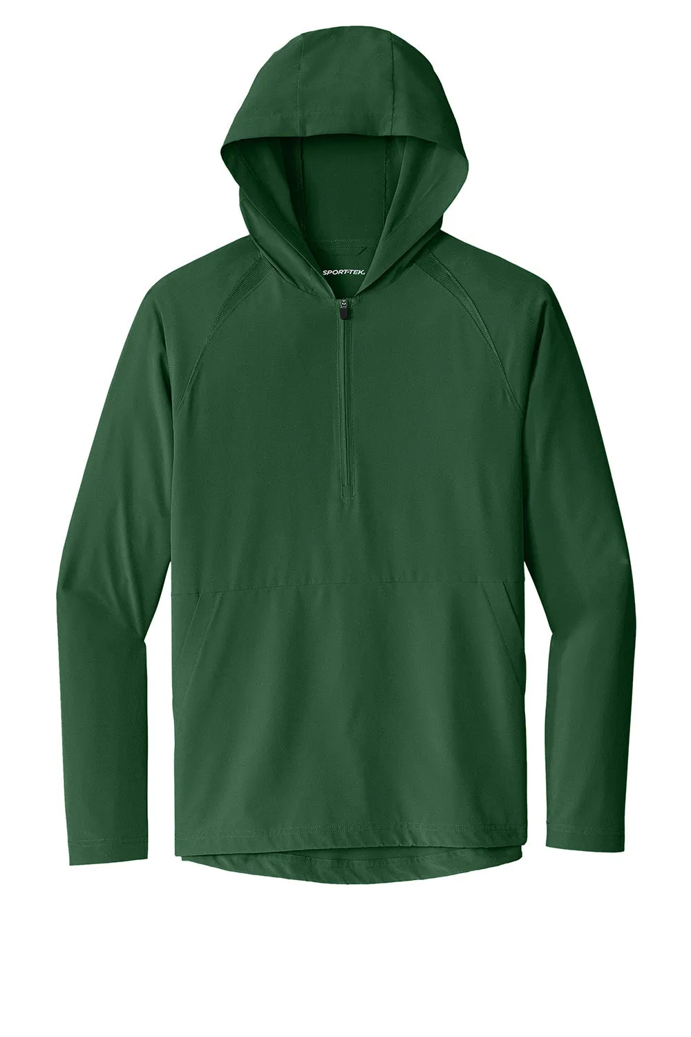 Sport-Tek Mens Repeat Moisture Wicking 1/4 Zip Hooded Jacket - Forest Green