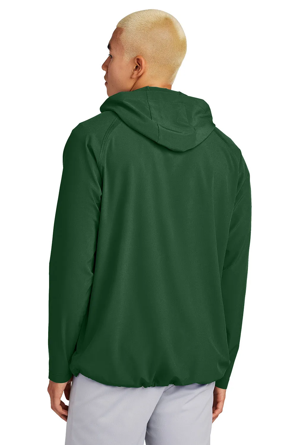 Sport-Tek Mens Repeat Moisture Wicking 1/4 Zip Hooded Jacket - Forest Green