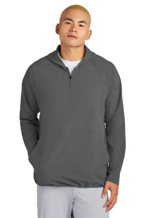 Sport-Tek Mens Repeat Moisture Wicking 1/4 Zip Hooded Jacket - Iron Grey