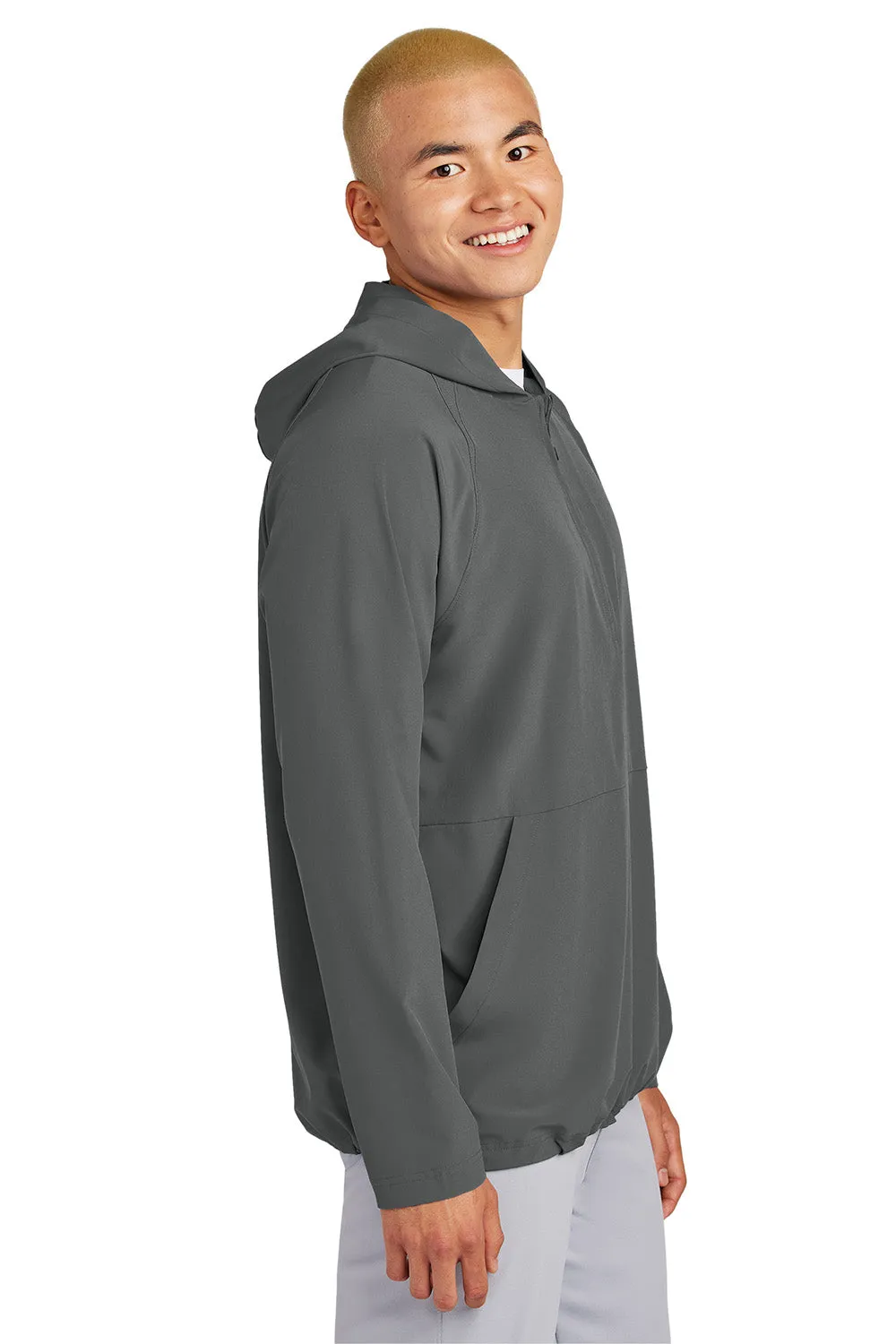 Sport-Tek Mens Repeat Moisture Wicking 1/4 Zip Hooded Jacket - Iron Grey