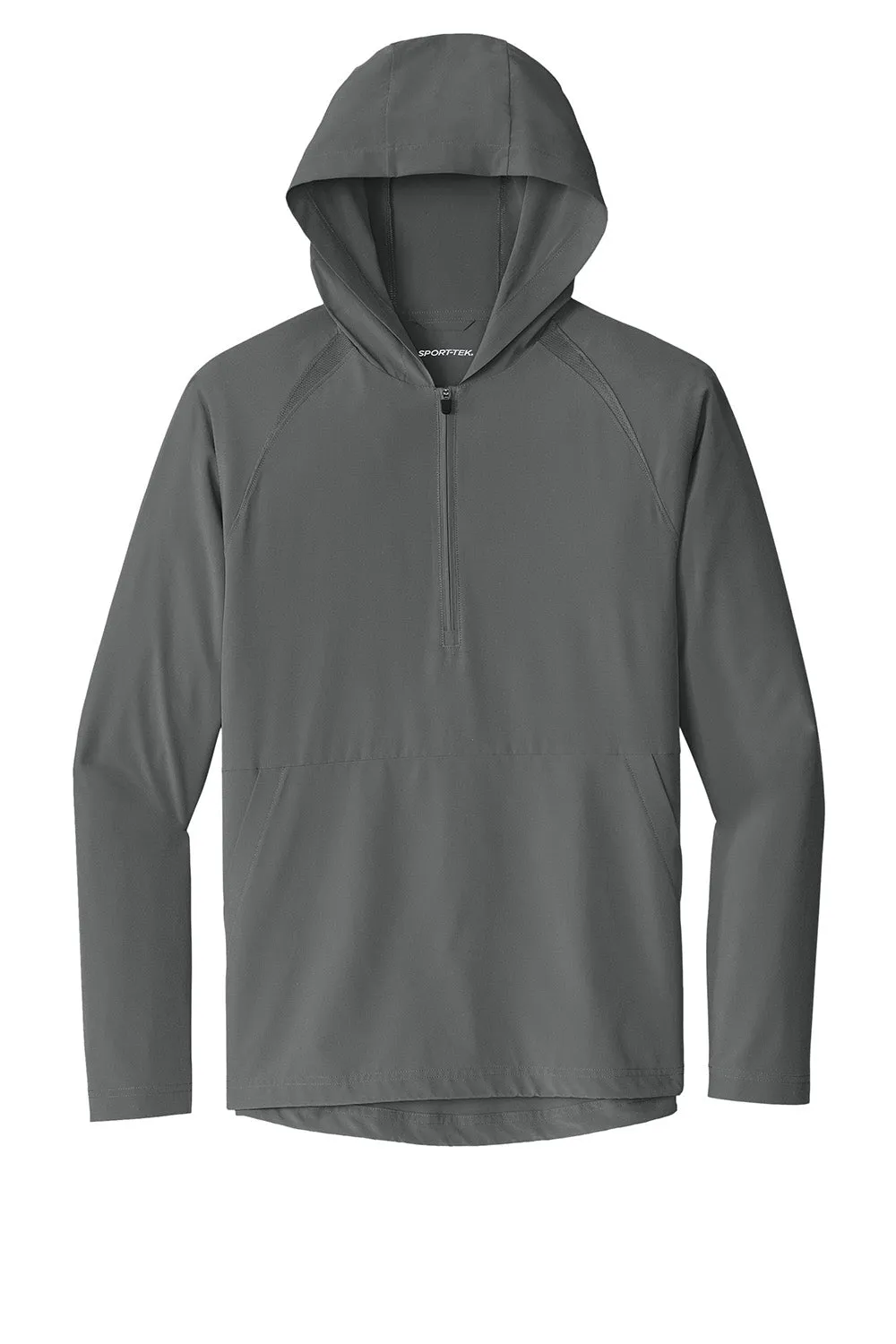 Sport-Tek Mens Repeat Moisture Wicking 1/4 Zip Hooded Jacket - Iron Grey