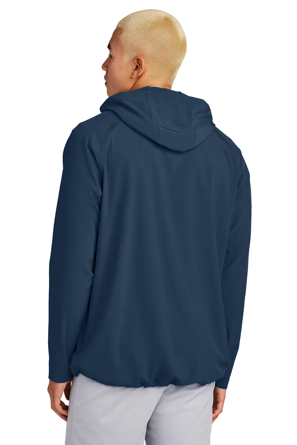 Sport-Tek Mens Repeat Moisture Wicking 1/4 Zip Hooded Jacket - True Navy Blue