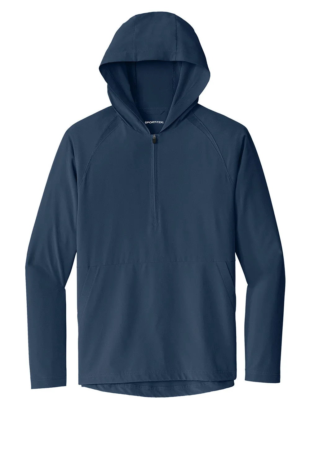 Sport-Tek Mens Repeat Moisture Wicking 1/4 Zip Hooded Jacket - True Navy Blue