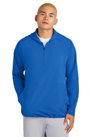 Sport-Tek Mens Repeat Moisture Wicking 1/4 Zip Hooded Jacket - True Royal Blue