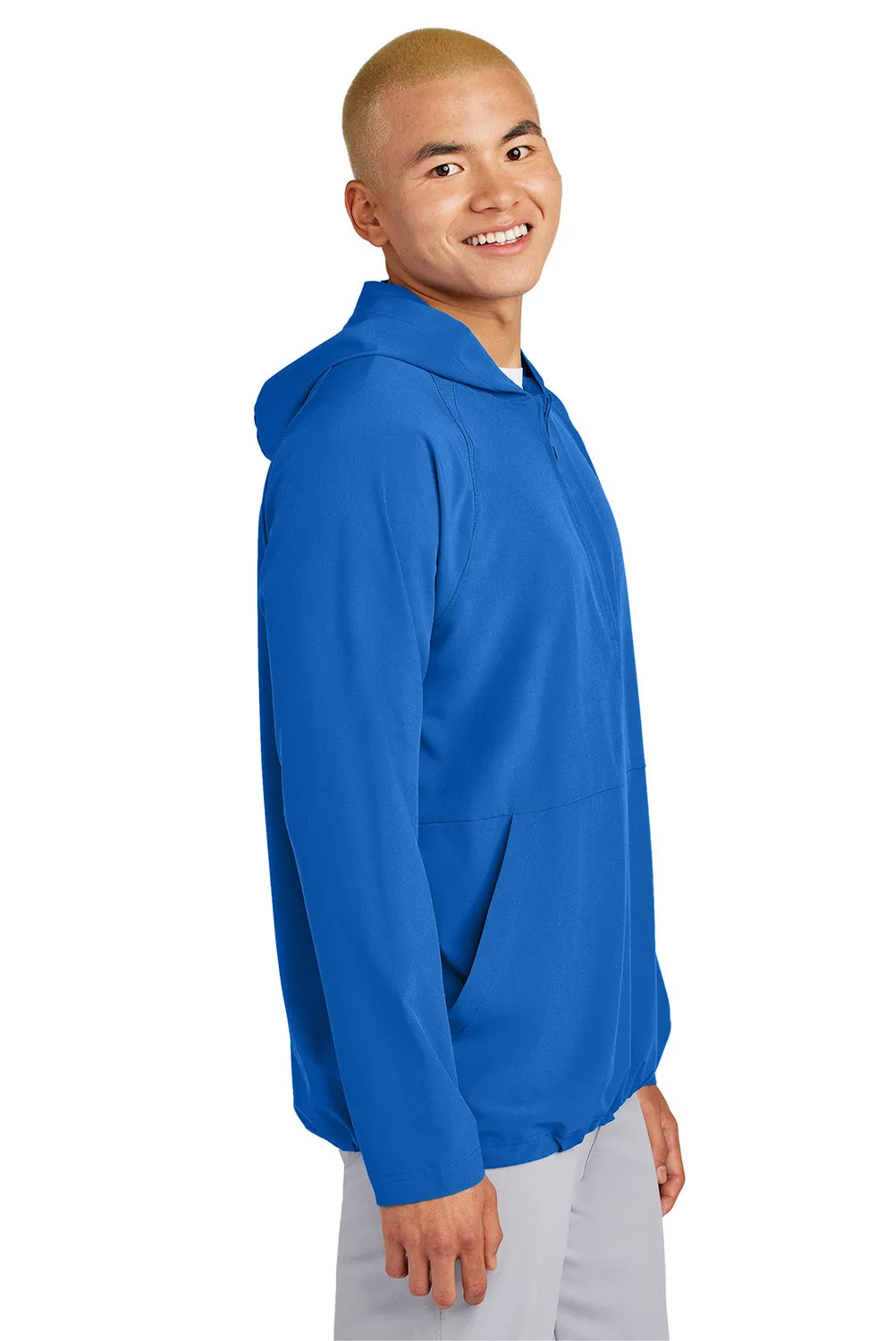 Sport-Tek Mens Repeat Moisture Wicking 1/4 Zip Hooded Jacket - True Royal Blue