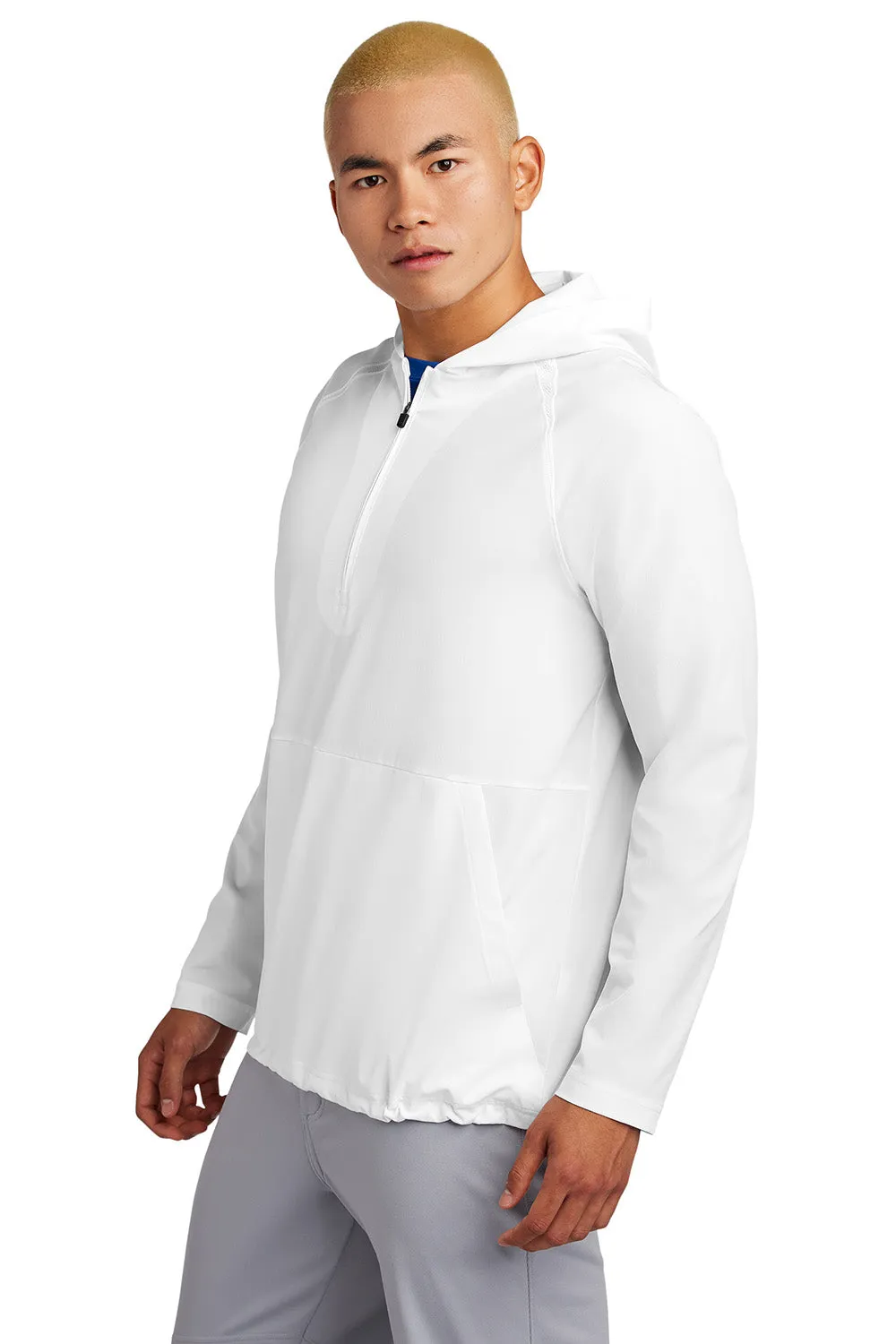 Sport-Tek Mens Repeat Moisture Wicking 1/4 Zip Hooded Jacket - White